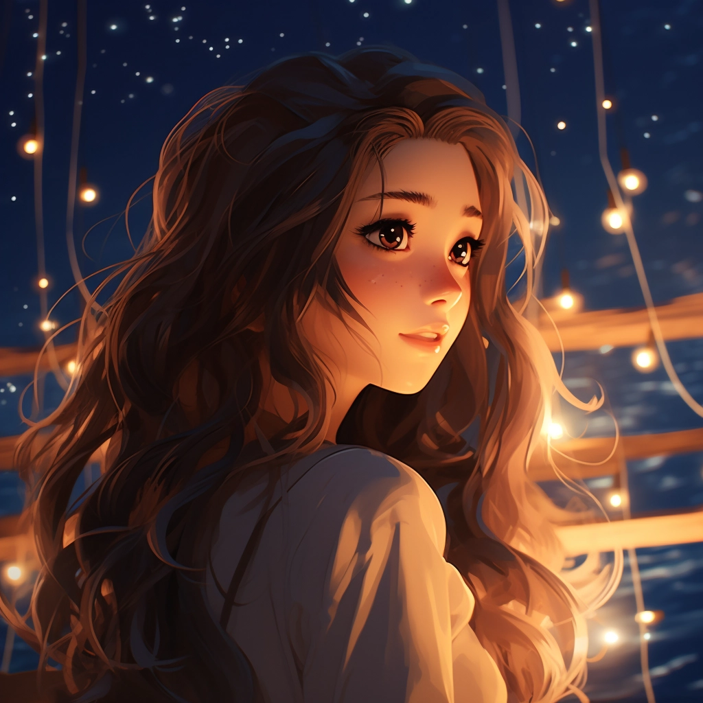The anime girl with long hair in the style of romant