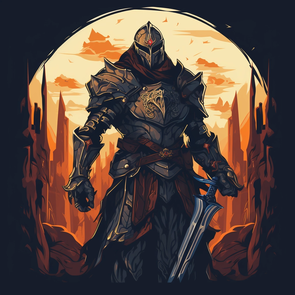 Dark medieval paladin 2d vector png  