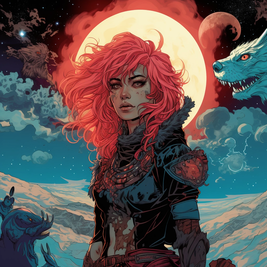 Art illustration the horizon in the style of lunarpu