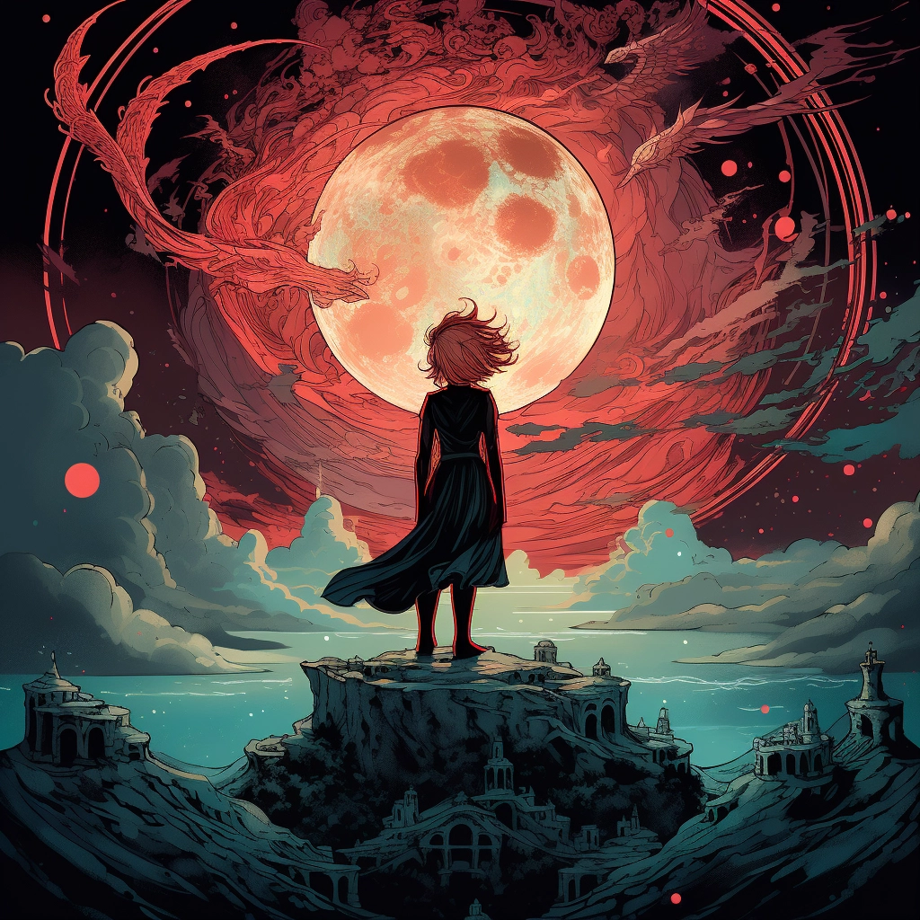 Art illustration the horizon in the style of lunarpu