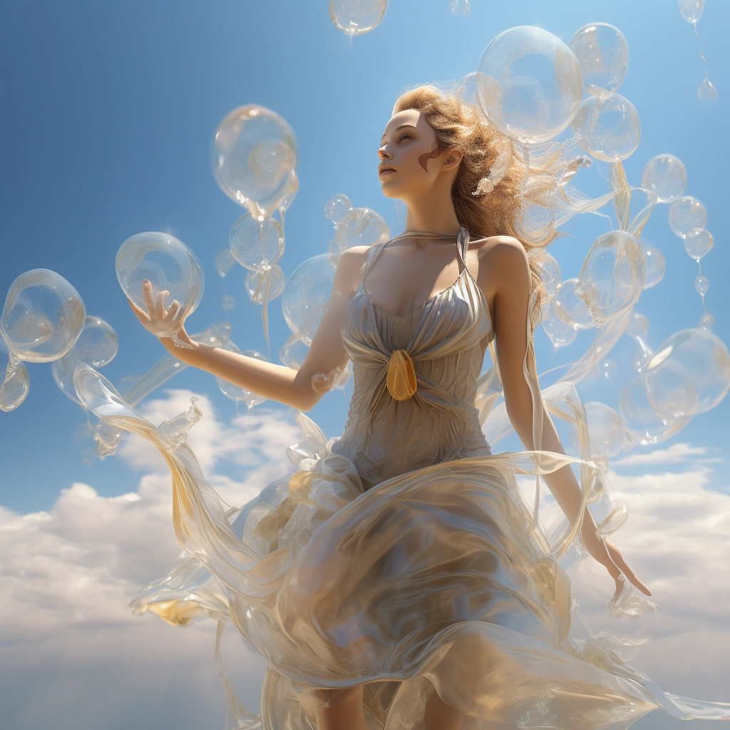 The sky is transparent in the style of colorful moeb