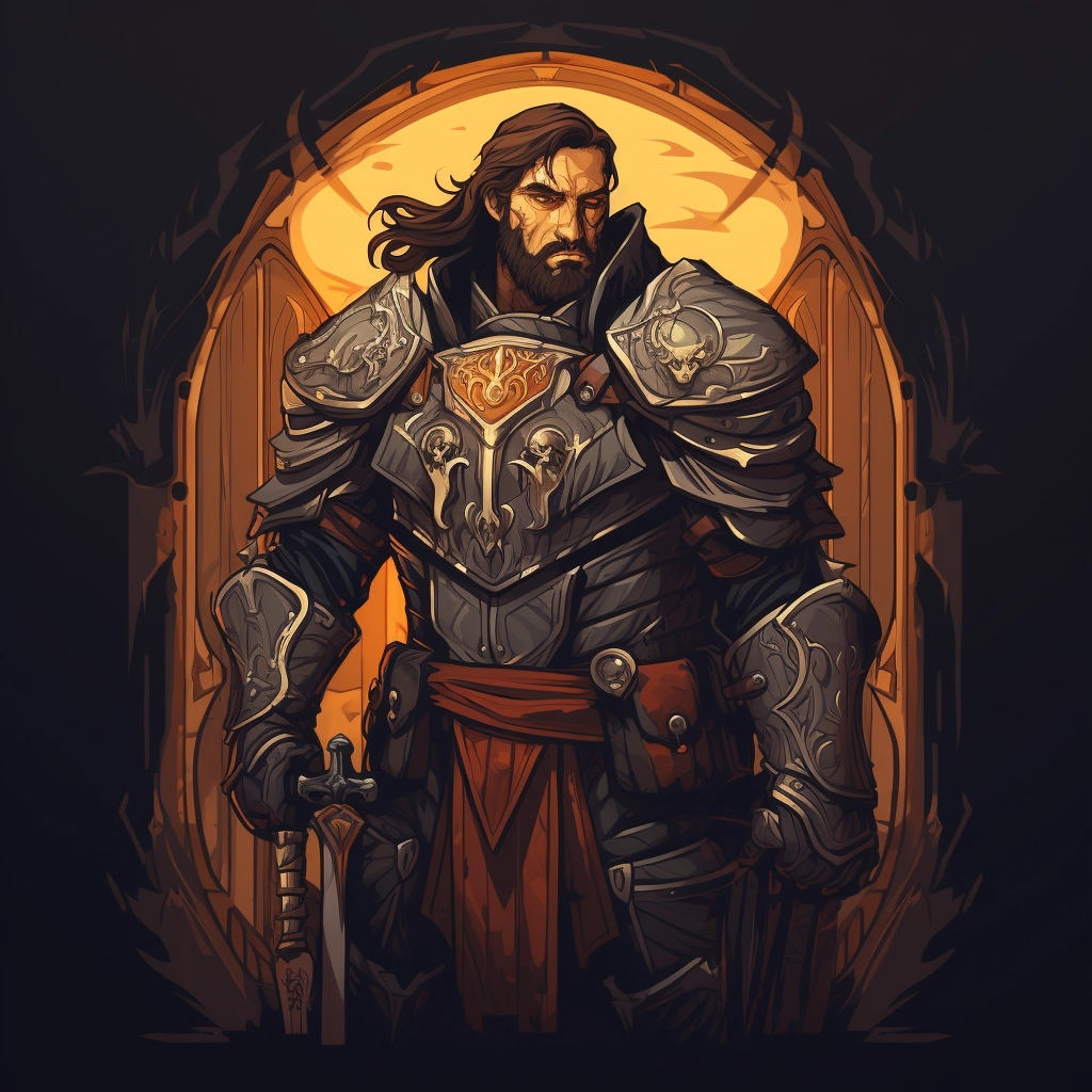Dark medieval paladin 2d vector png