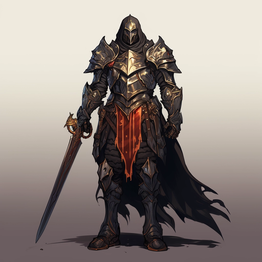 Dark medieval paladin 2d vector png  