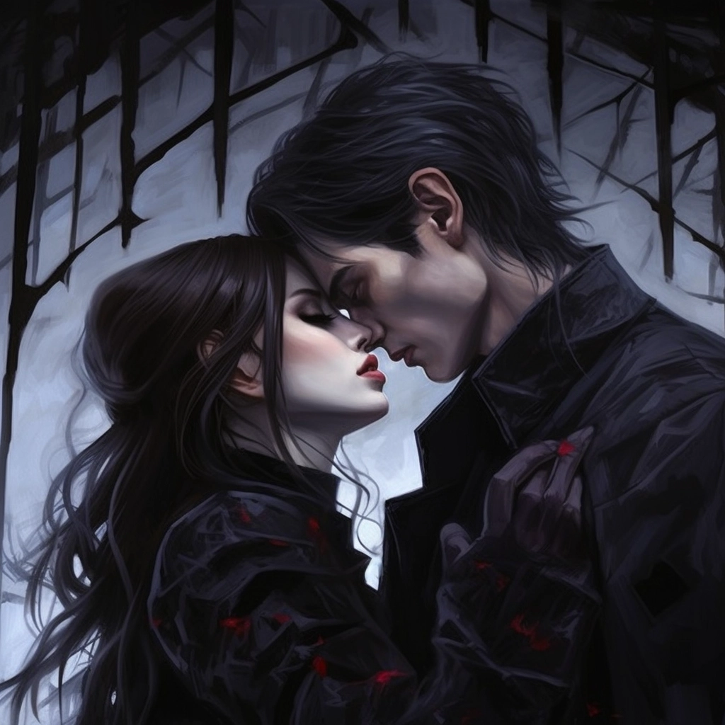 Vampire with love in the style of anime art repetiti
