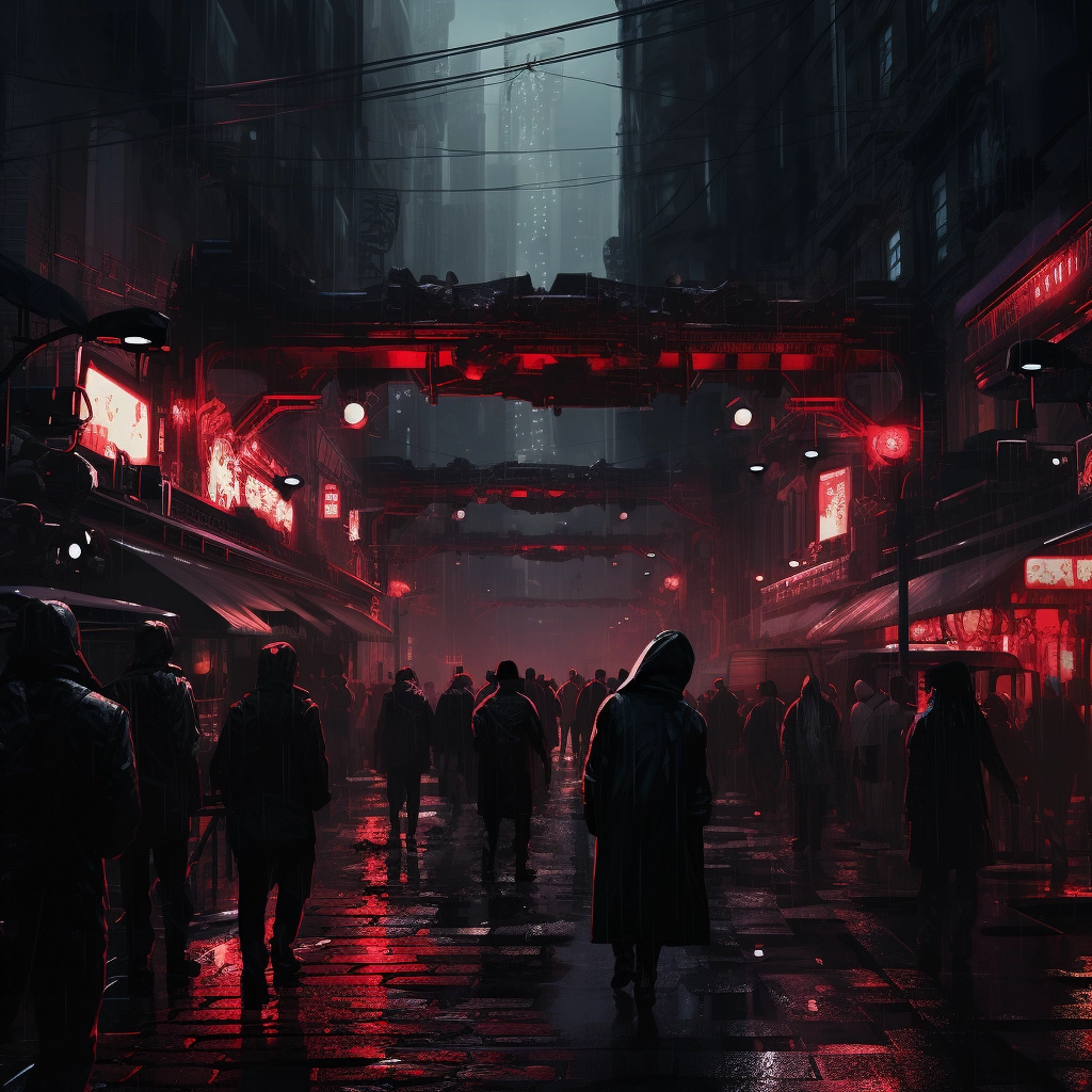 Someone walking around with bright red lights behind