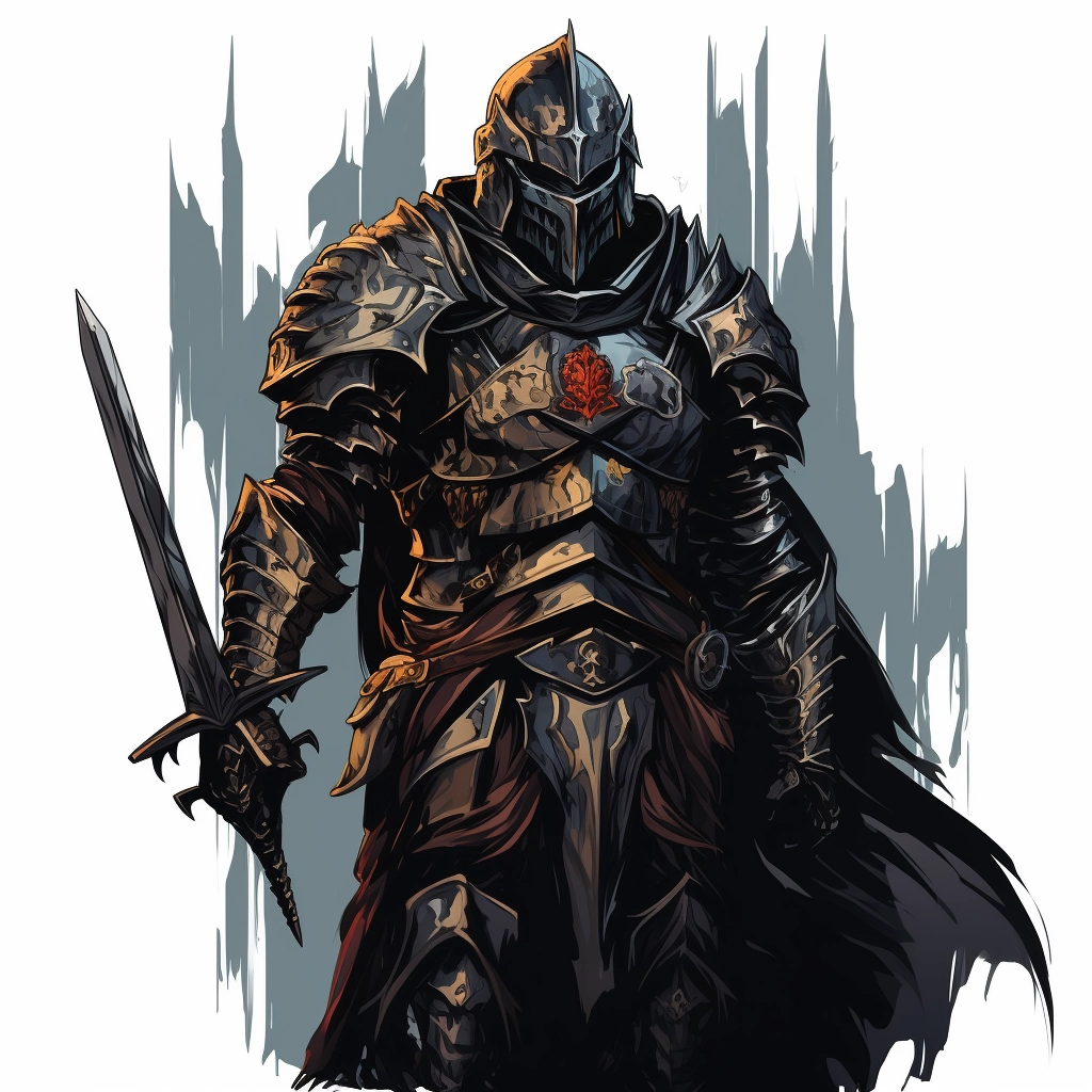 Dark medieval paladin 2d vector png