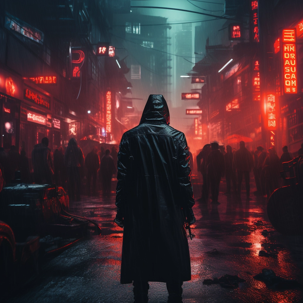 Someone walking around with bright red lights behind