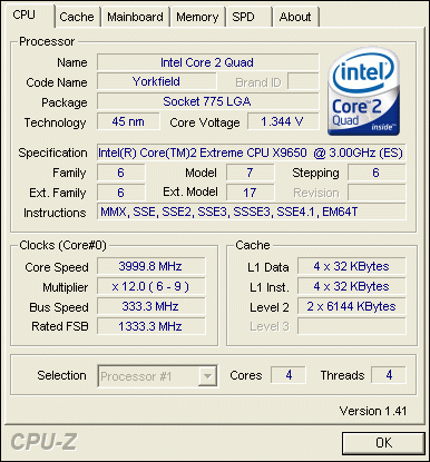 Intel Core 2 Extreme QX9650 - Penryn v testu