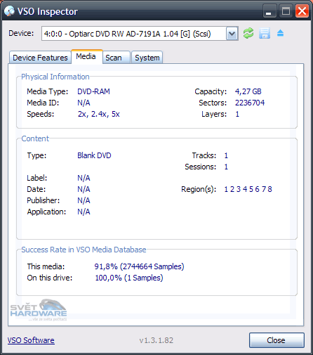 Optiarc AD-7191A - vypalujeme dvacetirychlostně
