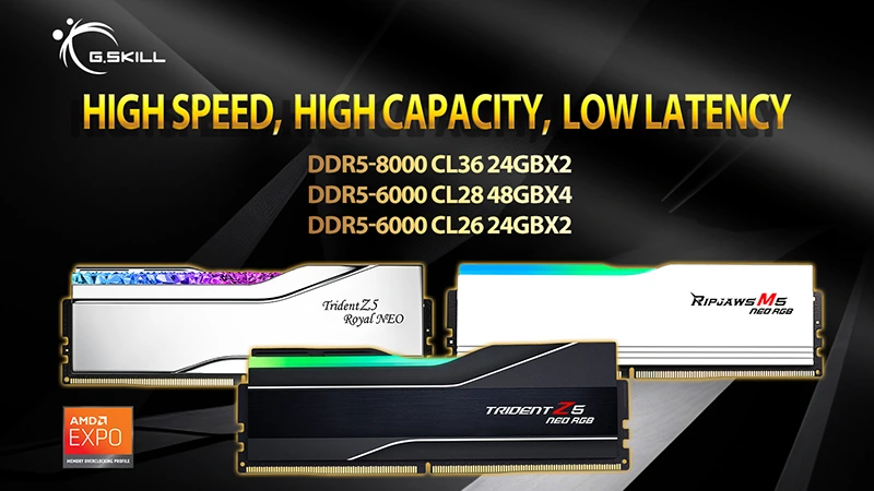 G.Skill uvádí paměti DDR5-8000 a 192GB kity pro DDR5-6000