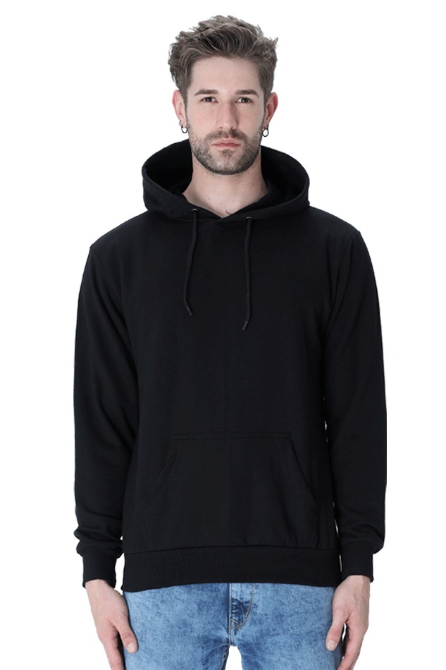 Premium Quality Solid Hooded Sweat Shirt - XXL, Black