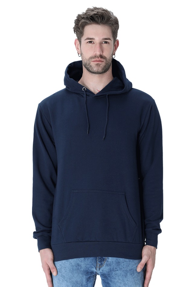 Premium Quality Solid Hooded Sweat Shirt - L, Black