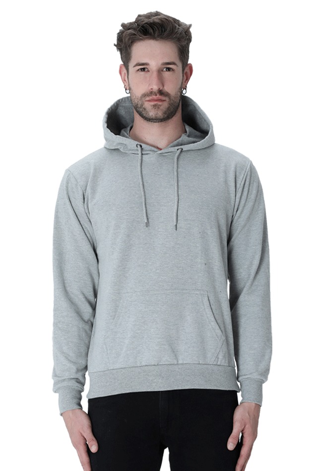 Premium Quality Solid Hooded Sweat Shirt - XXL, Grey