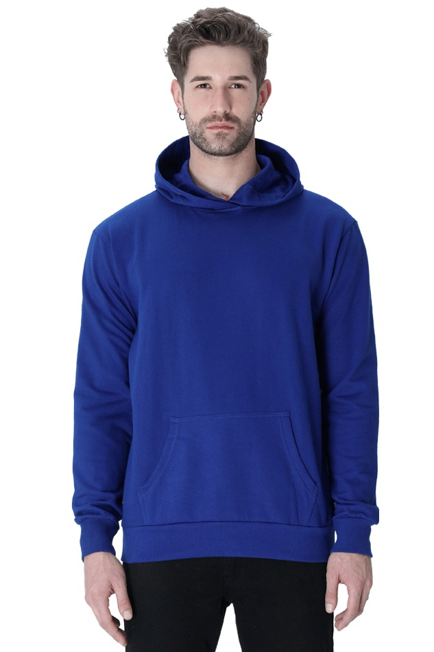 Premium Quality Solid Hooded Sweat Shirt - XL, Royal Blue