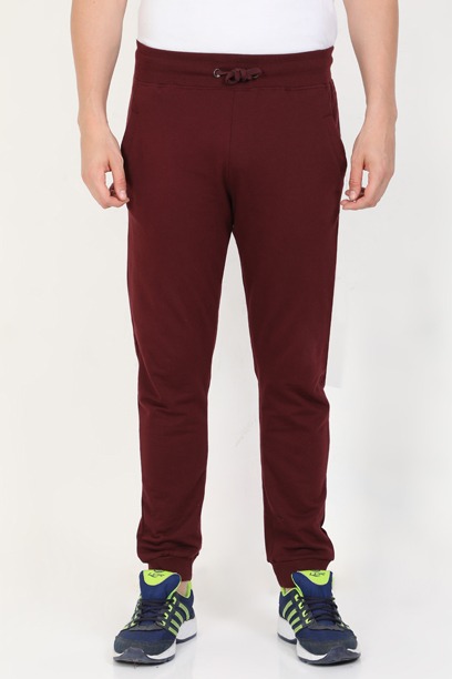 Premium Quality Solid Joggers - L, Maroon