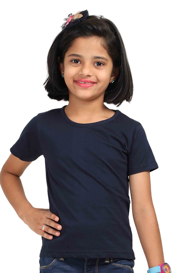 Premium Quality Cotton Girls T-Shirts - Royal Blue, 7 Years