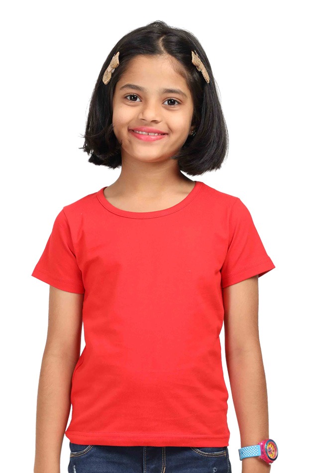 Premium Quality Cotton Girls T-Shirts - Pink, 7 Years