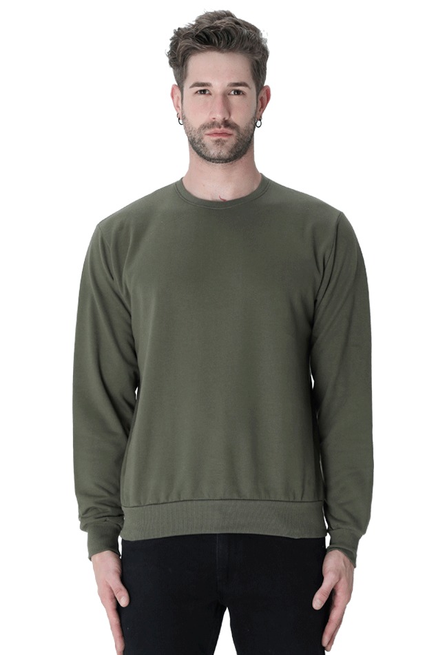 Premium Quality Plain Sweat Shirt - XL, Olive Green