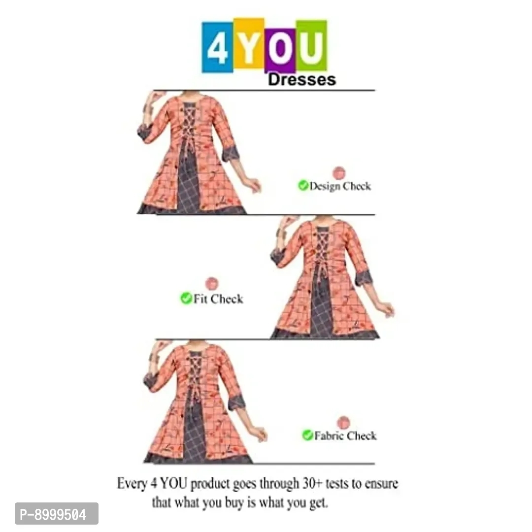 4 YOU DRESSES Girl's Fit And Flare Frock (LISA neon 2022_Peach) - 6 to 7 years