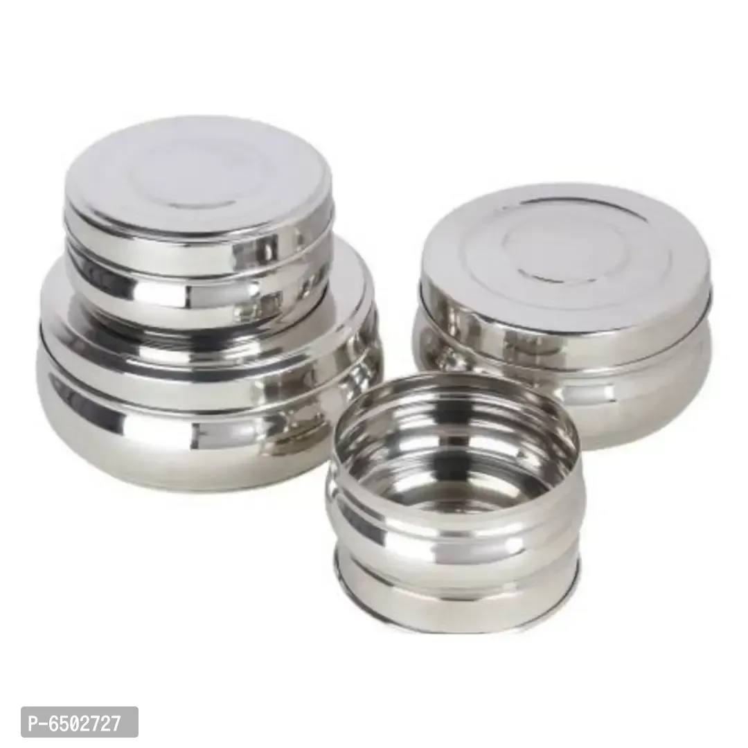 Stainless Steel Belly Food Storage Containers |Set of 4| Kitchen Storage Containers