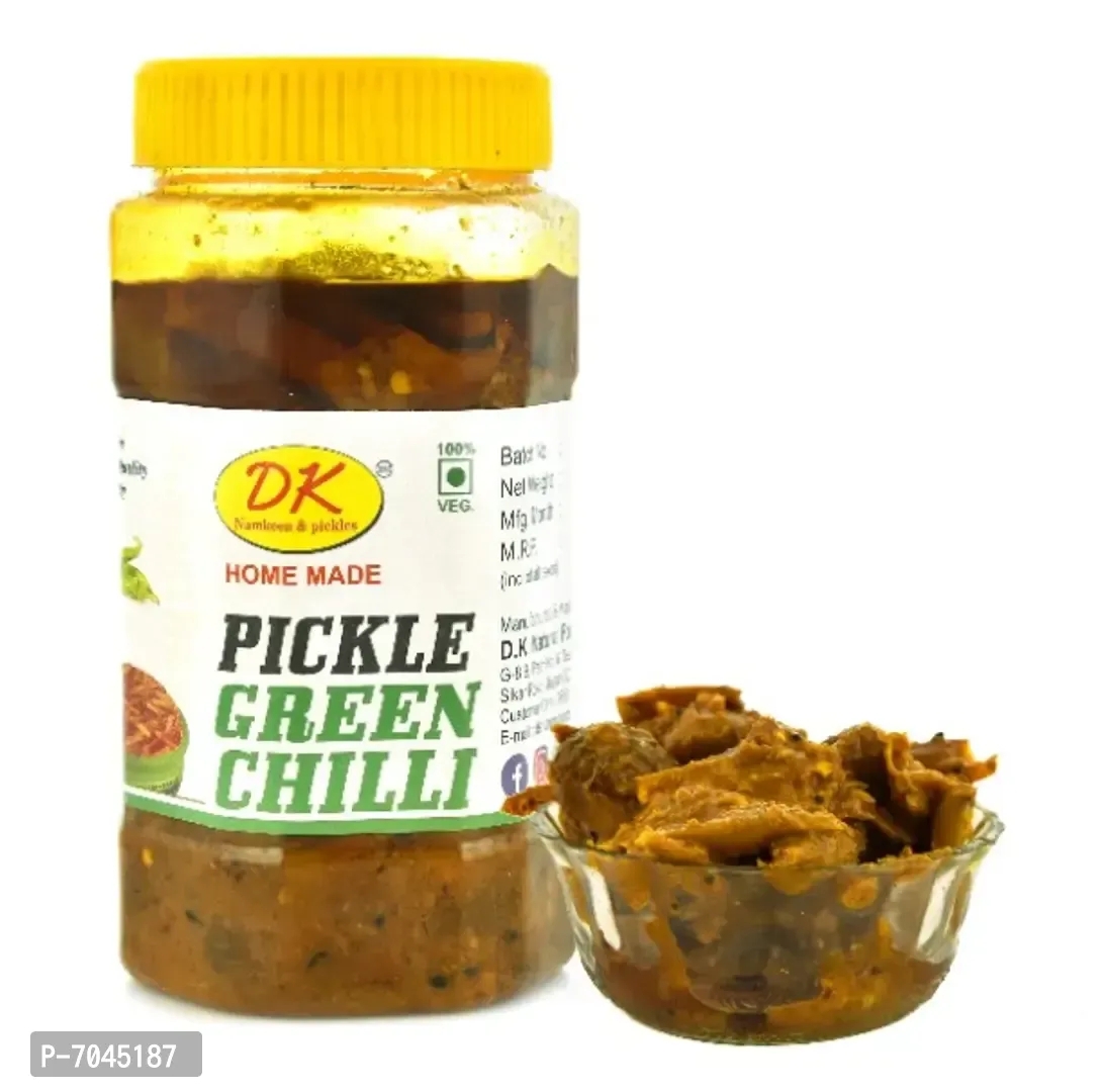 DK RAJASTHANI HOMEMADE GREEN CHILLI PICKLES - 450 Gms