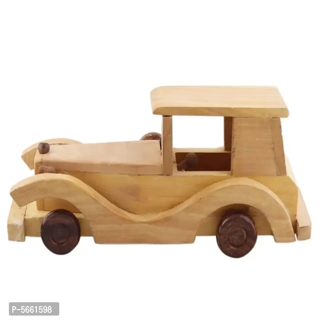 Wooden Classical Vintage Roof Car Jeep Moving Toy - 1 Year Plus