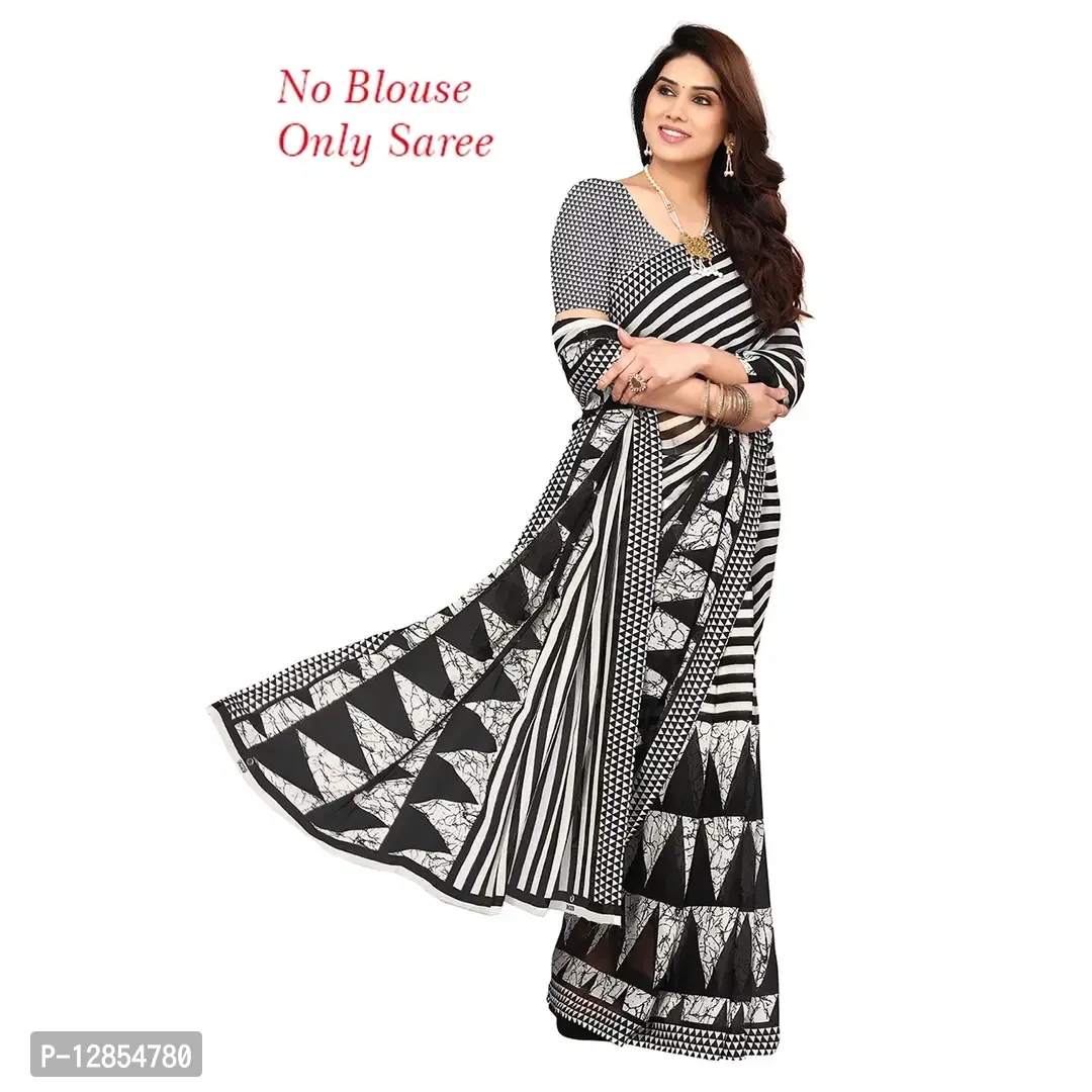 Stylish Georgette Black Printed Saree For Women