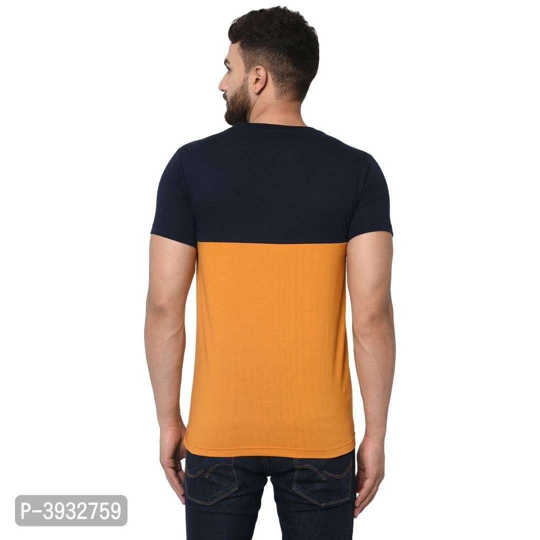 Multicoloured Cotton Colourblocked Round Neck Tees - M