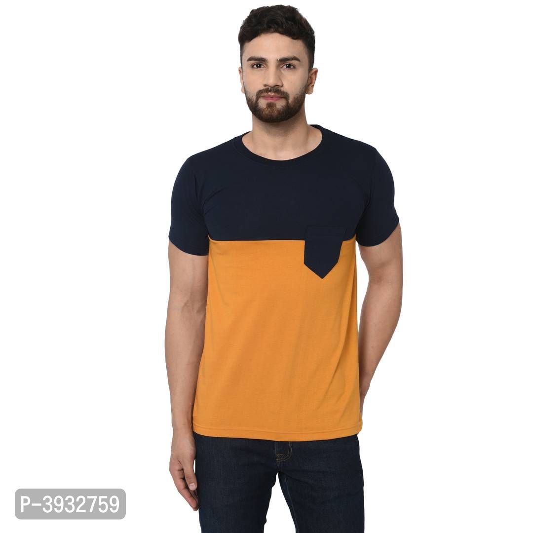 Multicoloured Cotton Colourblocked Round Neck Tees - L