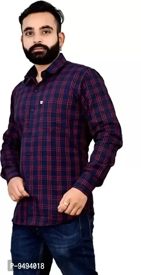 Classic Cotton Checked Casual Shirts for Men - M