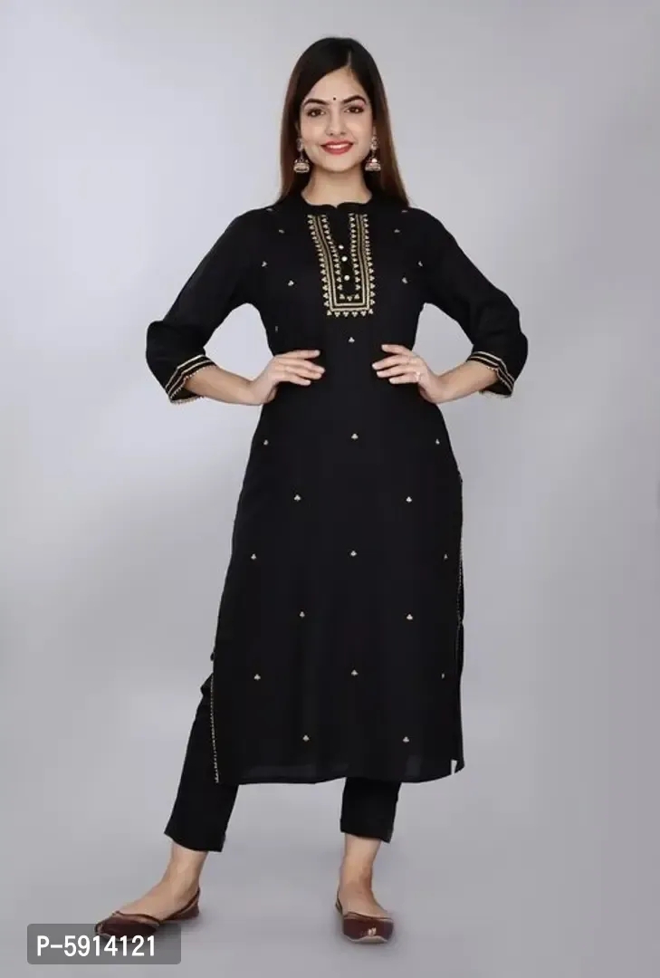 Women Embroidered Rayon Straight Kurta - XL