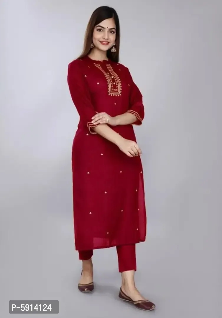 Women Embroidered Rayon Straight Kurta - XL