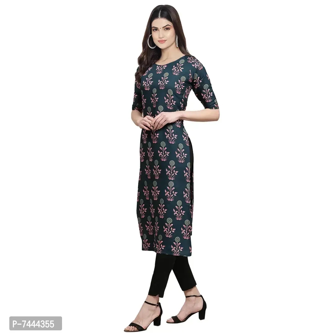 Stylish Crepe Printed Straight Kurta For Women- Pack Of 2 - M