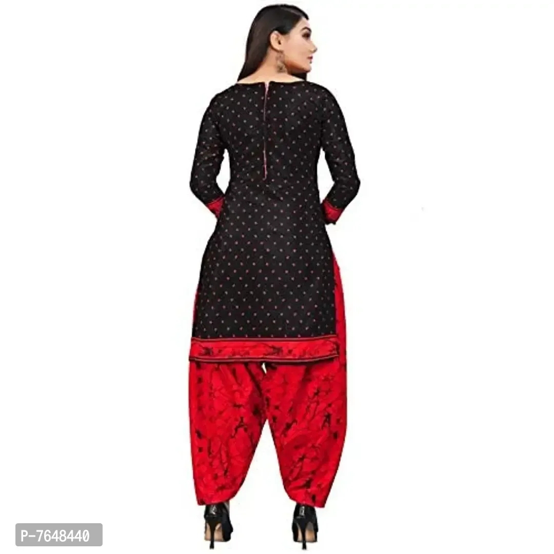 Rajnandini Women's Black And Red Cotton Abstract Printed Unstitched Salwar Suit Material - 7648440