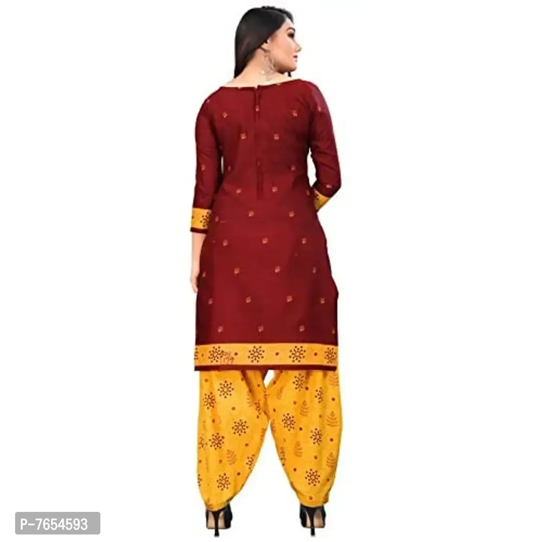 Rajnandini Women's Cotton Printed Unstitched Salwar Suit Material (Maroon) - 7654593