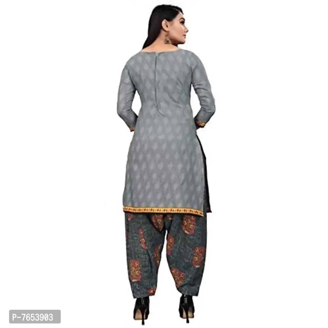 Rajnandini Women's Grey Cotton Abstract Printed Unstitched Salwar Suit Material - 7653903