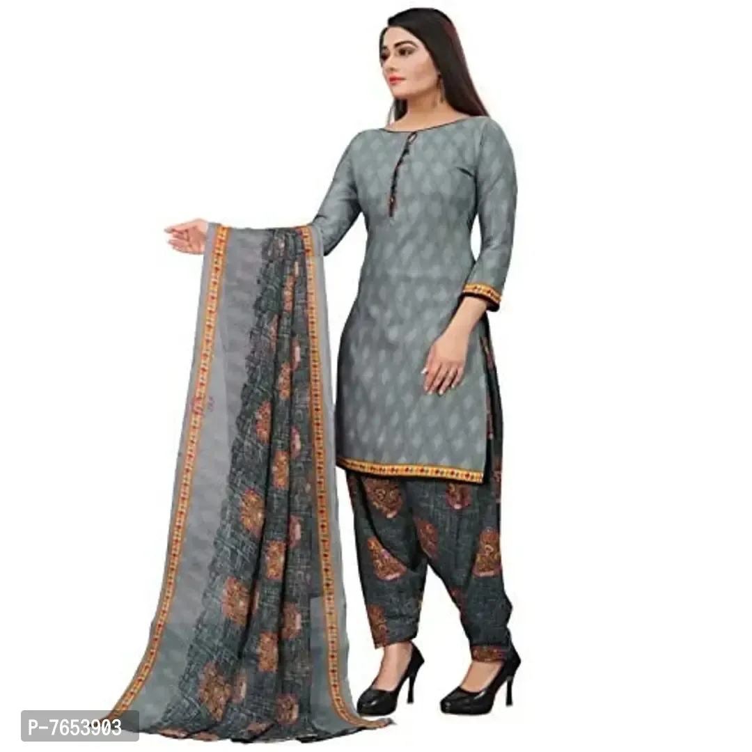 Rajnandini Women's Grey Cotton Abstract Printed Unstitched Salwar Suit Material - 7653903