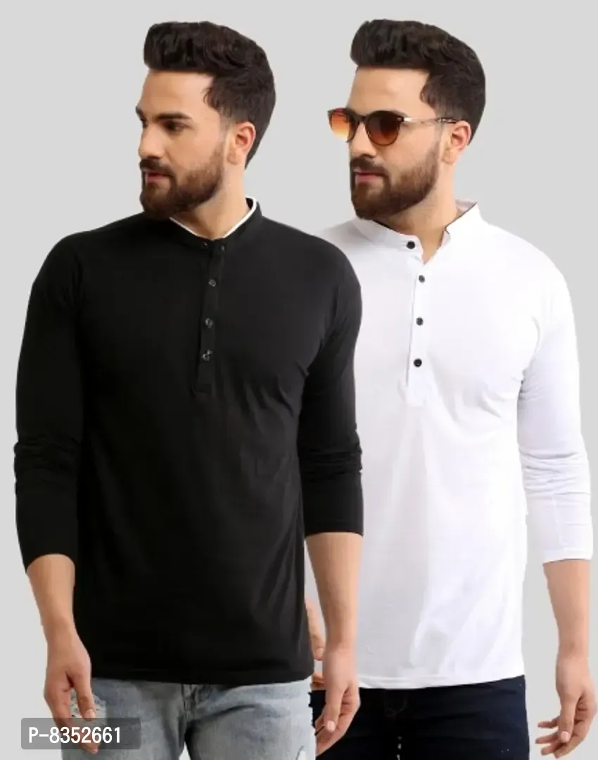 Stylish Cotton Solid Tees Combo For Men Pack Of 2 - L