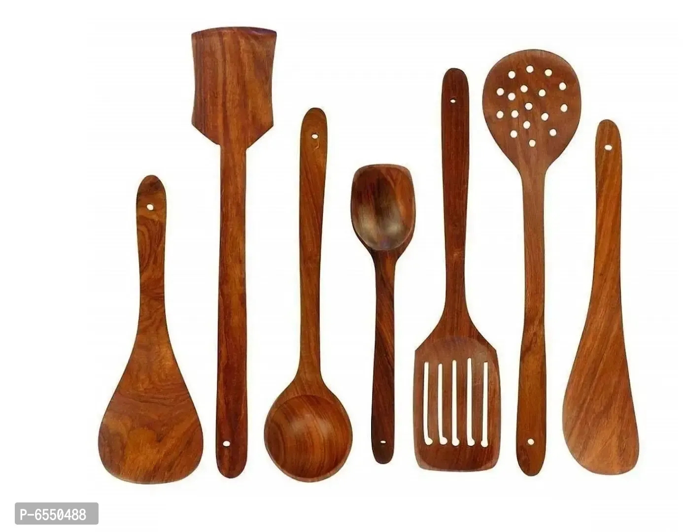 Set of 7 Wooden Serving and Cooking Spoon