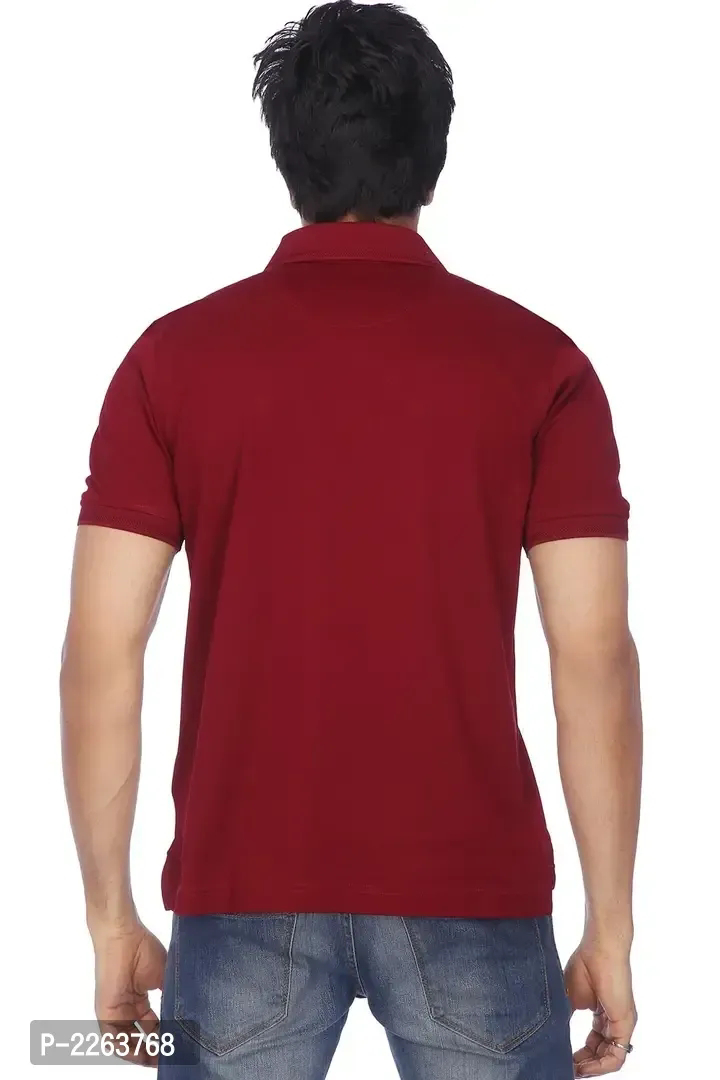 Men Maroon Cotton Blend Half Sleeves Polos T-Shirt - M