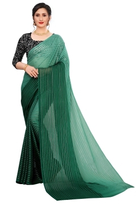 SAREEYA 16 SAREEYA16 Striped Daily Wear Georgette Chiffon Blend Saree