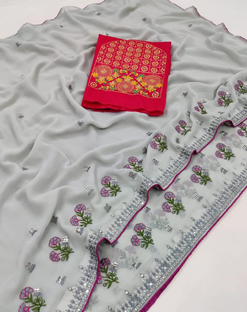 Shree Nakoda Enterprise  NEW EXCLUSIVE   SEQUENCE WORK SAREE - A1