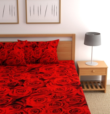 Sk  104 TC Microfiber Double 3D Printed BedsheetColor: RedSize: DoubleSales Package :Double Bedsheet- One Bed-sheet with Two Pillow CoversNumber of Bedsheets :1Color :RedType :FlatSize :DoubleMaterial :MicrofiberThread Count :1047 Days Return Policy, No questions asked.