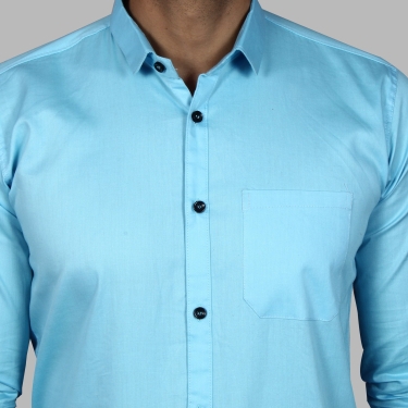 Liza Martin Men Solid Casual Blue Shirtcolor: Blue, Cream, Light Blue,  Light Green, Maroon, Redsize: M