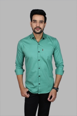 Liza Martin Men Solid Casual Light Green ShirtColor: Blue, Cream, Light Blue, Light Green, Maroon, RedSize: M, L, XL, XXLFabric: Cotton BlendRegular Fit, Full SleeveCollar Type: SlimPattern: SolidSet of 110 Days Return Policy, No questions asked. - M