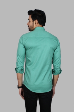 Liza Martin Men Solid Casual Light Green ShirtColor: Blue, Cream, Light Blue, Light Green, Maroon, RedSize: M, L, XL, XXLFabric: Cotton BlendRegular Fit, Full SleeveCollar Type: SlimPattern: SolidSet of 110 Days Return Policy, No questions asked. - M