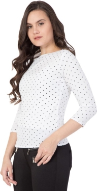 Casual Polka Print Women White TopColor: Black, Green, Maroon, Navy, WhiteSize: S, M, L, XLColor Code :WhiteStyle Code :SPY_109_WhiteTOP_MSize :MFabric :CrepeOccasion :CasualFabric Care :Regular Machine WashPattern :Polka Print7 Days Return Policy, No questions asked. - Xl