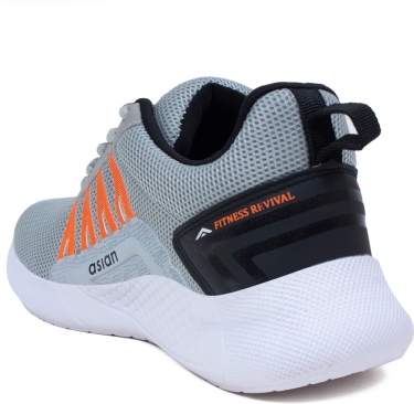 Asian asian Bouncer-01 Running shoes for boys | sports shoes for men | Latest Stylish Casual sneakers for men | Lace up lightweight grey shoes for running, walking, gym, trekking, hiking & party Running Shoes Running Shoes For MenColour: Grey, OrangeOuter Material: FabricInner Material: FabricClosure: Lace-UpsPattern: Solid10 Days Return Policy, No questions asked. - 11