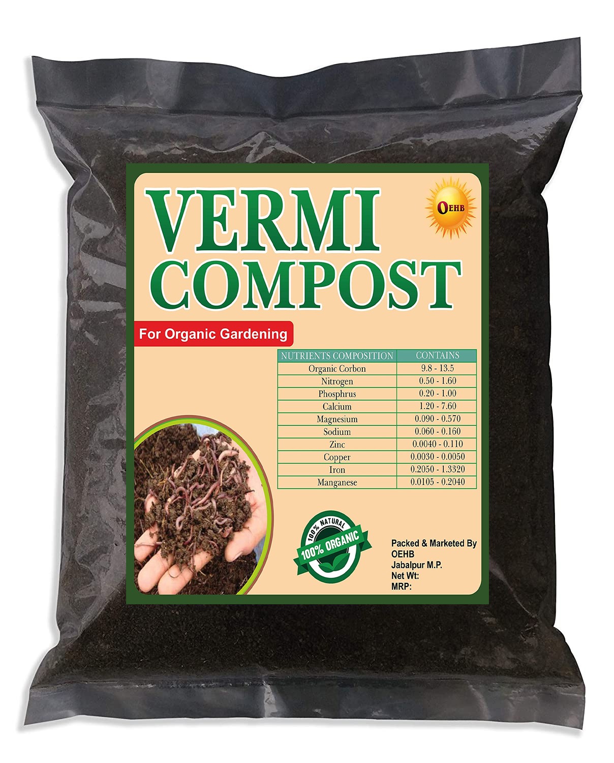 OEHB Organic Bone Meal 900g, Vermicompost 900g, and Mustard 900g