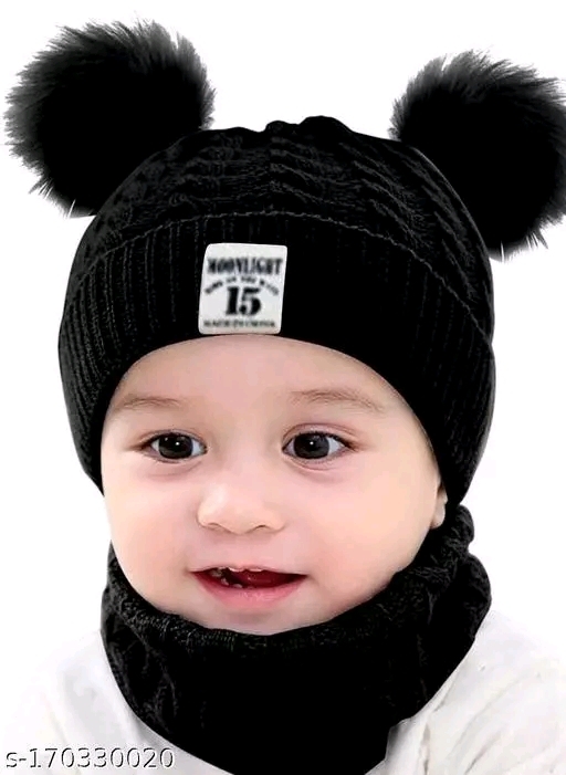 GWSc- 170330019 Tompik Assorted colour Cute Panda Cartoon Monkey Cap - Black, 2-3 Years